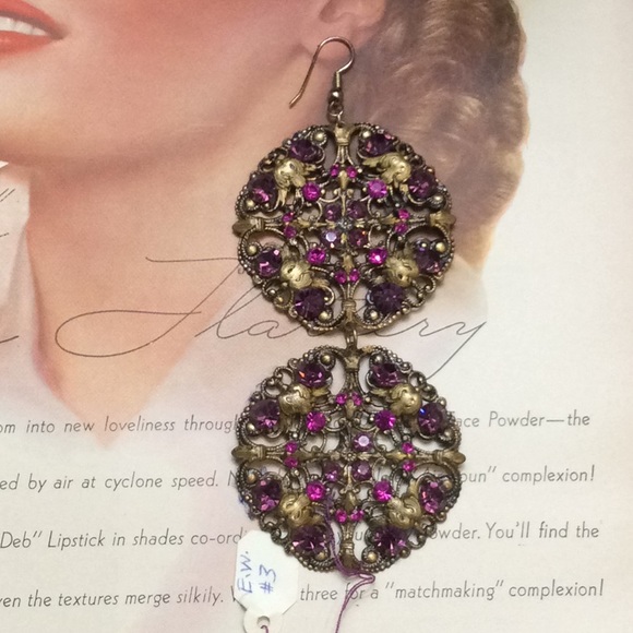 Vintage Filagree Dangle Duster Statement Earrings - Picture 3 of 8